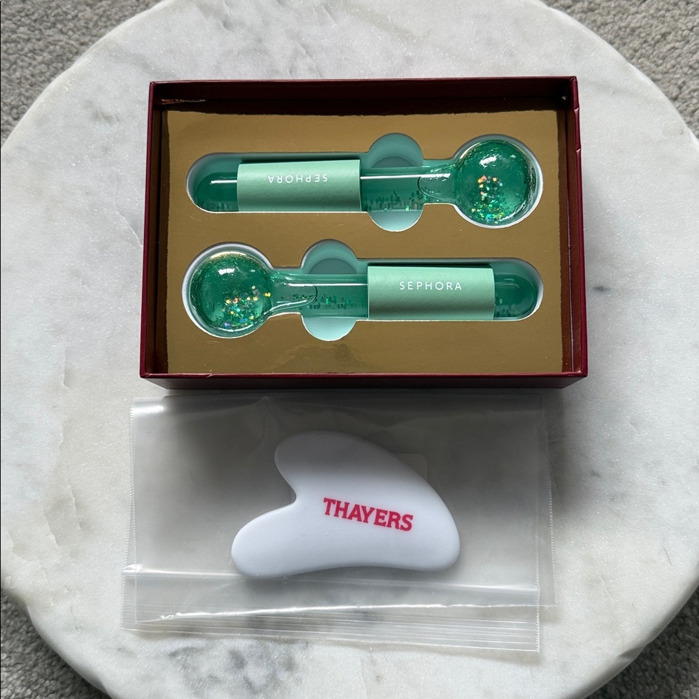 Sephora Collection Glitter Cooling Facial Globes + Bonus Thayers Gua Sha